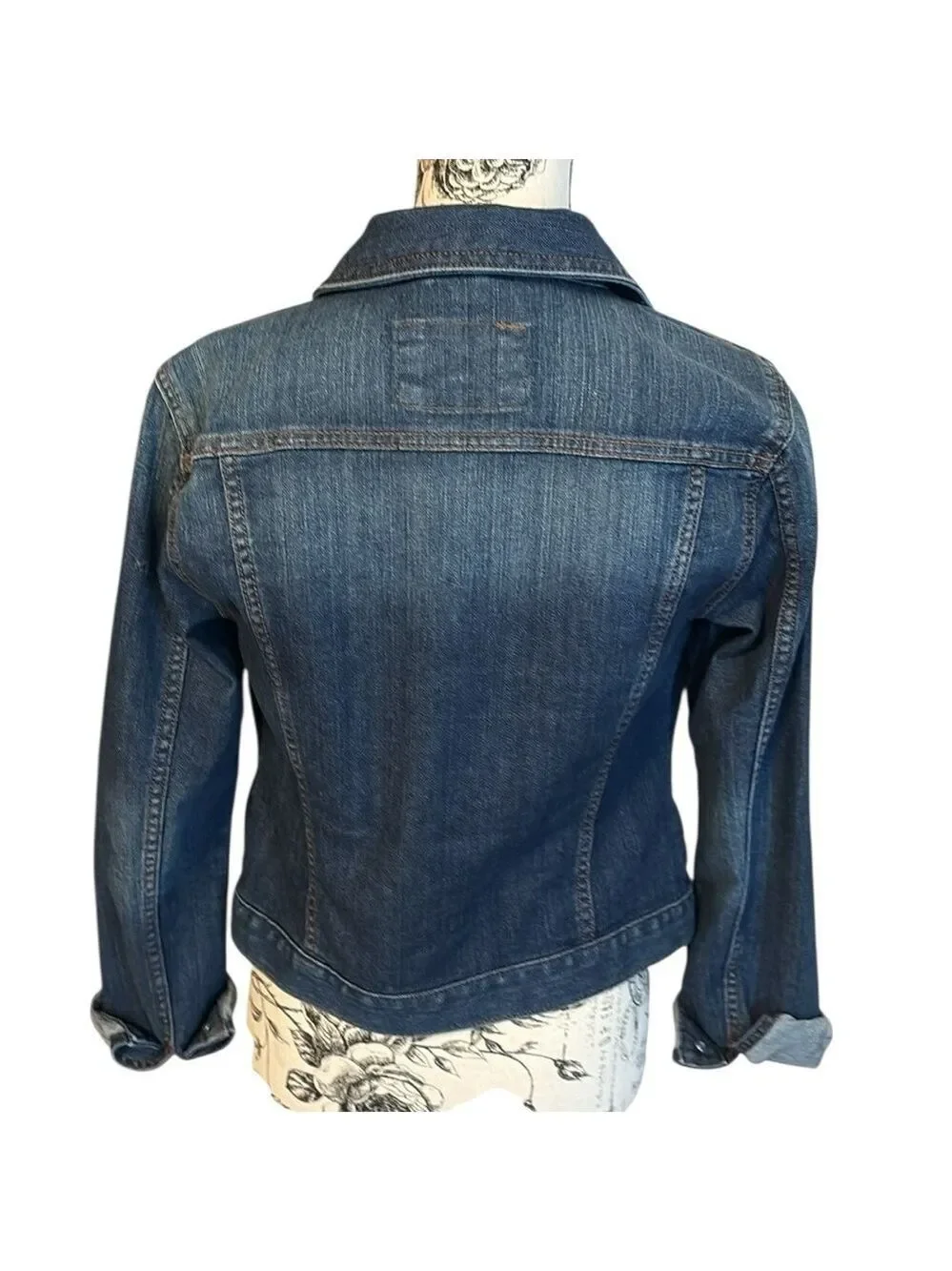 LOFT Jean Jacket Cropped Tailored Medium Wash Blue Size XS